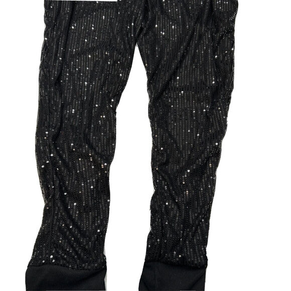 Nikki Lund Womens Size 2X Black Full Sequin Drawstring Pull On Pants Joggers NWT - Picture 4 of 12